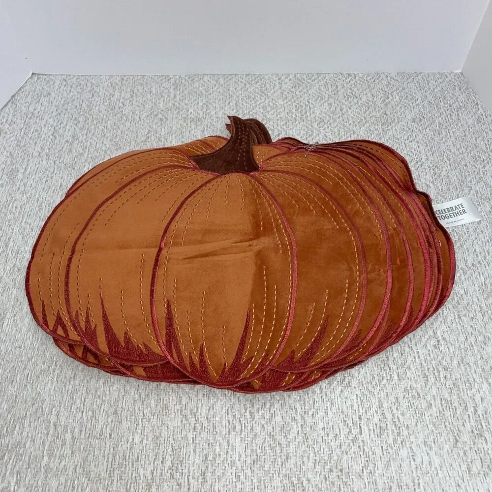 Celebrate Together Fall Pumpkin Thanksgiving Table Setting Placemats Set of 6
